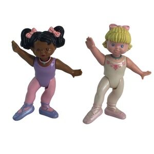 Fisher Price Loving Family Ballerinas White Purple 1995 Vintage Figures 2 pc